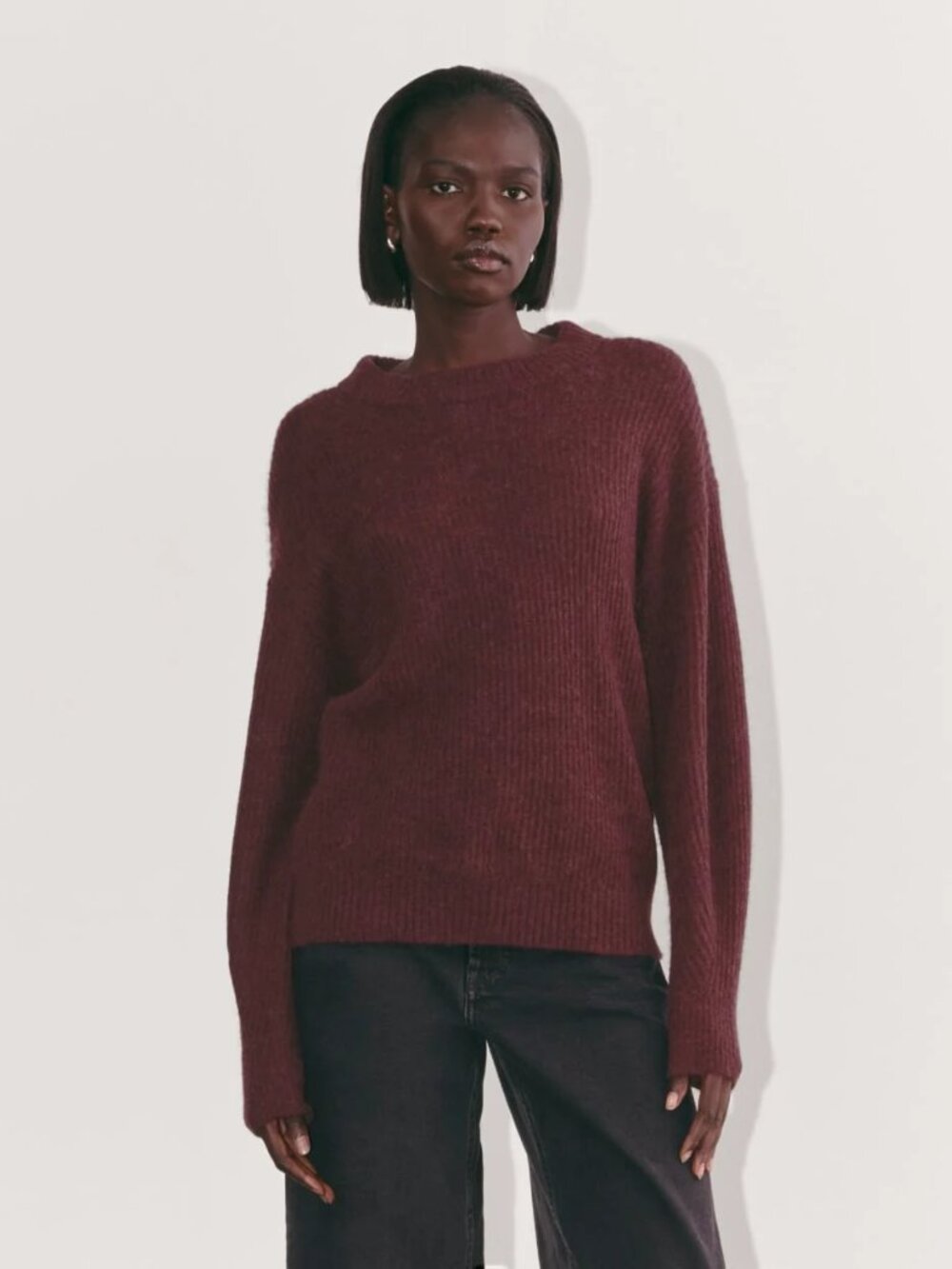 Everlane The Cocoon Crew in Alpaca - Maroon Sz S